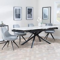 Product photograph of Apollo White Ceramic Extending Dining Set - Arctic Grey Velvet Fabric Swivel Dining Chair from Choice Furniture Superstore