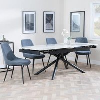 Product photograph of Apollo White Ceramic Extending Dining Set - Darwin Dark Grey Fabric Dining Chair from Choice Furniture Superstore