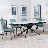 Product photograph of Apollo White Ceramic Extending Dining Set - Darwin Green Fabric Dining Chair from Choice Furniture Superstore