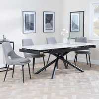 Product photograph of Apollo White Ceramic Extending Dining Set - Peyton Grey Fabric Dining Chair from Choice Furniture Superstore
