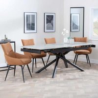 Product photograph of Apollo Grey Ceramic Extending Dining Set - Ace Orange Fabric Swivel Dining Chair from Choice Furniture Superstore