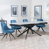 Product photograph of Apollo Grey Ceramic Extending Dining Set - Arctic Blue Velvet Fabric Swivel Dining Chair from Choice Furniture Superstore