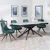 Product photograph of Apollo Grey Ceramic Extending Dining Set - Arctic Green Velvet Fabric Swivel Dining Chair from Choice Furniture Superstore