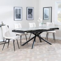 Product photograph of Apollo Grey Ceramic Extending Dining Set - Corona Beige Fabric Dining Chair from Choice Furniture Superstore
