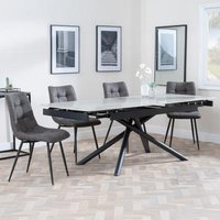 Product photograph of Apollo Grey Ceramic Extending Dining Set - Corona Grey Fabric Dining Chair from Choice Furniture Superstore
