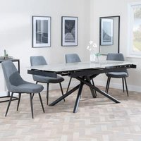 Product photograph of Apollo Grey Ceramic Extending Dining Set - Darwin Grey Fabric Dining Chair from Choice Furniture Superstore