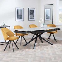 Product photograph of Apollo Grey Ceramic Extending Dining Set - Ion Mustard Velvet Fabric Swivel Dining Chair from Choice Furniture Superstore