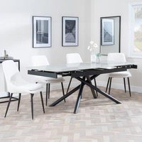 Product photograph of Apollo Grey Ceramic Extending Dining Set - Peyton Cream Fabric Dining Chair from Choice Furniture Superstore