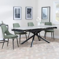 Product photograph of Apollo Grey Ceramic Extending Dining Set - Peyton Green Fabric Dining Chair from Choice Furniture Superstore