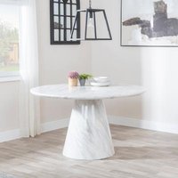Product photograph of Carrera 130cm White Marble Round Dining Table from Choice Furniture Superstore