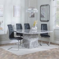 Product photograph of Turin Square Grey Marble Dining Set - Jamison Black Faux Leather Dining Chair from Choice Furniture Superstore