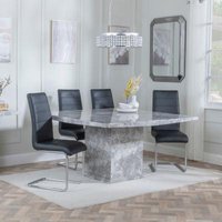 Product photograph of Turin Square Grey Marble Dining Set - Roma Black Faux Leather Dining Chair from Choice Furniture Superstore