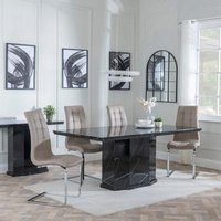 Product photograph of Naples Black Marble Dining Set - Jamison Beige Faux Leather Dining Chair from Choice Furniture Superstore