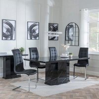 Product photograph of Naples Black Marble Dining Set - Jamison Black Faux Leather Dining Chair from Choice Furniture Superstore