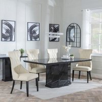 Product photograph of Naples Black Marble Dining Set - Mimi Cream Leather Dining Chair from Choice Furniture Superstore