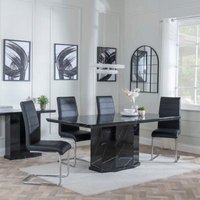 Product photograph of Naples Black Marble Dining Set - Roma Black Faux Leather Dining Chair from Choice Furniture Superstore