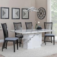 Product photograph of Naples White Marble Dining Set - Athena Black High Gloss Slatted Back Dining Chair With Grey Seat Pads from Choice Furniture Superstore