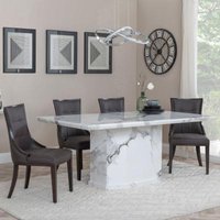 Product photograph of Naples White Marble Dining Set - Paris Brown Leather Dining Chair With Brown Legs from Choice Furniture Superstore