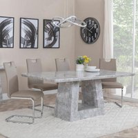 Product photograph of Milan Grey Marble Dining Set - Bianco Beige Faux Leather Dining Chair from Choice Furniture Superstore