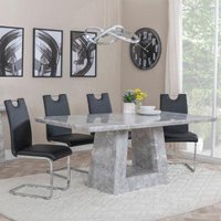 Product photograph of Milan Grey Marble Dining Set - Bianco Black Faux Leather Dining Chair from Choice Furniture Superstore
