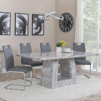 Product photograph of Milan Grey Marble Dining Set - Bianco Grey Faux Leather Dining Chair from Choice Furniture Superstore