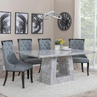 Product photograph of Milan Grey Marble Dining Set - Carmela Grey Leather Dining Chair from Choice Furniture Superstore