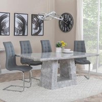 Product photograph of Milan Grey Marble Dining Set - Jamison Grey Faux Leather Dining Chair from Choice Furniture Superstore