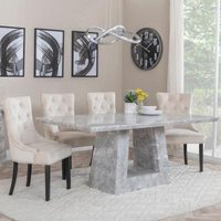 Product photograph of Milan Grey Marble Dining Set - Knocker Back Champagne Velvet Fabric Dining Chair With Black Wooden Legs - Get 2 Chairs Free from Choice Furniture Superstore