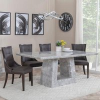 Product photograph of Milan Grey Marble Dining Set - Paris Brown Leather Dining Chair With Brown Legs from Choice Furniture Superstore