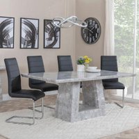 Product photograph of Milan Grey Marble Dining Set - Roma Black Faux Leather Dining Chair from Choice Furniture Superstore