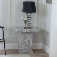 Product photograph of Turin Square Grey Marble Lamp Table from Choice Furniture Superstore
