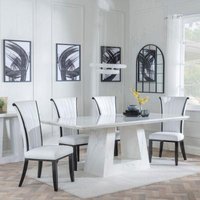 Product photograph of Milan White Marble Dining Set - Cadiz White Leather Dining Chair from Choice Furniture Superstore