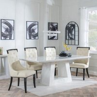 Product photograph of Milan White Marble Dining Set - Carmela Cream Leather Dining Chair from Choice Furniture Superstore