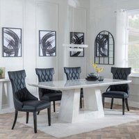 Product photograph of Milan White Marble Dining Set - Mimi Black Leather Dining Chair from Choice Furniture Superstore