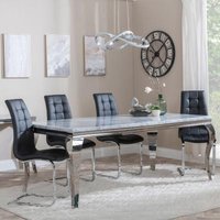 Product photograph of Louis Grey Marble And Chrome Dining Set - Jamison Black Faux Leather Dining Chair from Choice Furniture Superstore