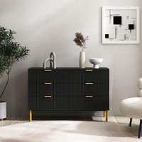 Product photograph of Ridged Black And Gold 6 Drawer Wide Chest from Choice Furniture Superstore