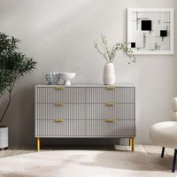 Product photograph of Ridged Grey And Gold 6 Drawer Wide Chest from Choice Furniture Superstore
