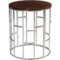 Product photograph of Clearance - Zion Round Chrome Side Table With Mango Wood Top from Choice Furniture Superstore