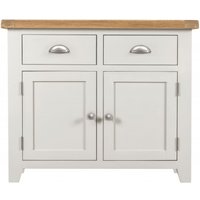Product photograph of Lundy White And Oak Small Sideboard 97cm W With 2 Doors And 2 Drawers from Choice Furniture Superstore