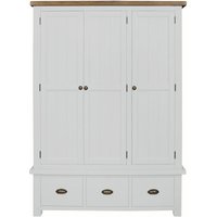 Product photograph of Regatta White Painted Pine Triple Wardrobe 3 Doors With 3 Bottom Storage Drawers from Choice Furniture Superstore