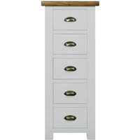 Product photograph of Regatta White Painted Pine Narrow Chest 5 Drawers Wellington Style Tallboy from Choice Furniture Superstore
