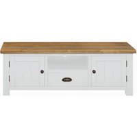 Product photograph of Regatta White Painted Pine Large Tv Unit 146cm W With Storage For Television Upto 55in Plasma from Choice Furniture Superstore
