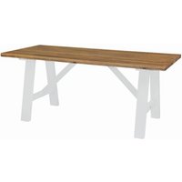 Product photograph of Regatta White Painted Pine Trestle Dining Table 180cm Seats 6 To 8 Diners Rectangular Top from Choice Furniture Superstore