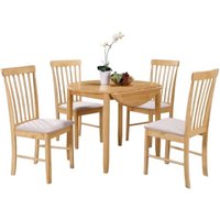 Product photograph of Cologne Light Oak 61cm-91cm Round Drop Leaf Dining Table And 4 Chairs from Choice Furniture Superstore