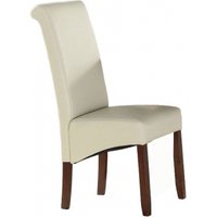 Product photograph of 2 X Sophie Cream Faux Leather And Acacia Wood Dining Chair from Choice Furniture Superstore