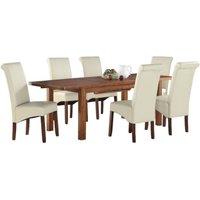 Product photograph of Andorra Dark Acacia 4-6 Seater Extending Dining Set With 4 Cream Sophie Chairs from Choice Furniture Superstore