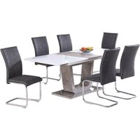 Product photograph of Castello White Gloss 6-8 Seater Butterfly Extending Dining Set With 6 Grey Chairs from Choice Furniture Superstore
