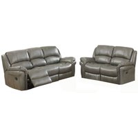 Product photograph of Farnham Grey Leather 3 2 Recliner Sofa Suite from Choice Furniture Superstore