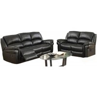 Product photograph of Farnham Black Leather 3 2 Recliner Sofa Suite from Choice Furniture Superstore