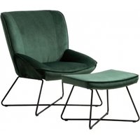 Product photograph of Teagan Green Fabric Chair And Footstool from Choice Furniture Superstore
